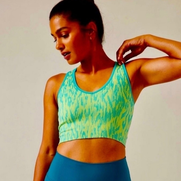 Athleta aurora borealis green yellow space dye cropped tank top - Picture 1 of 7
